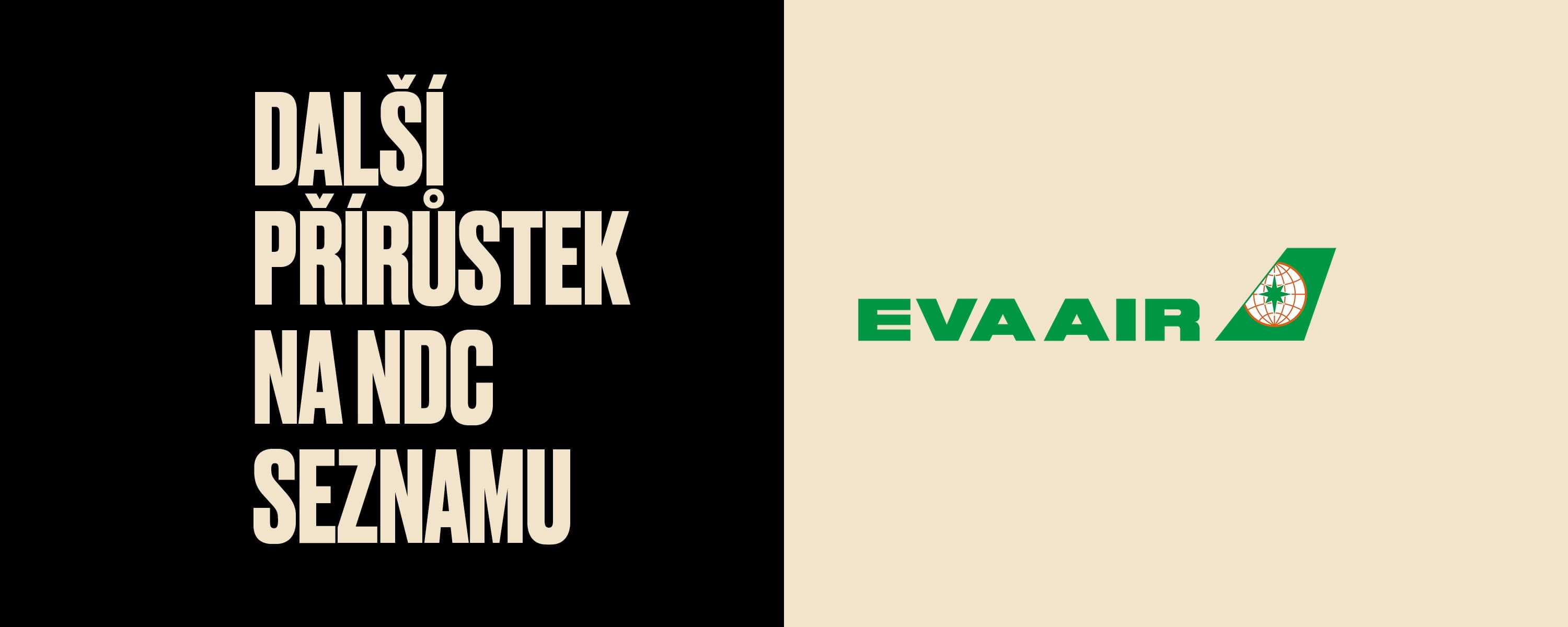 Grafika Další přírůstek na NDC seznamu a logo EVA Air